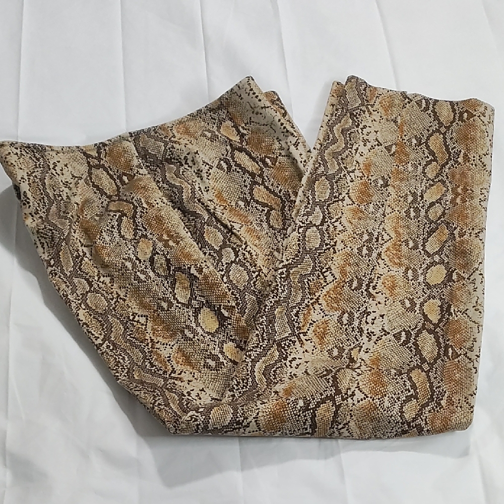 Susan Bristol Snake Print Skirt with‎ Yellow Trim